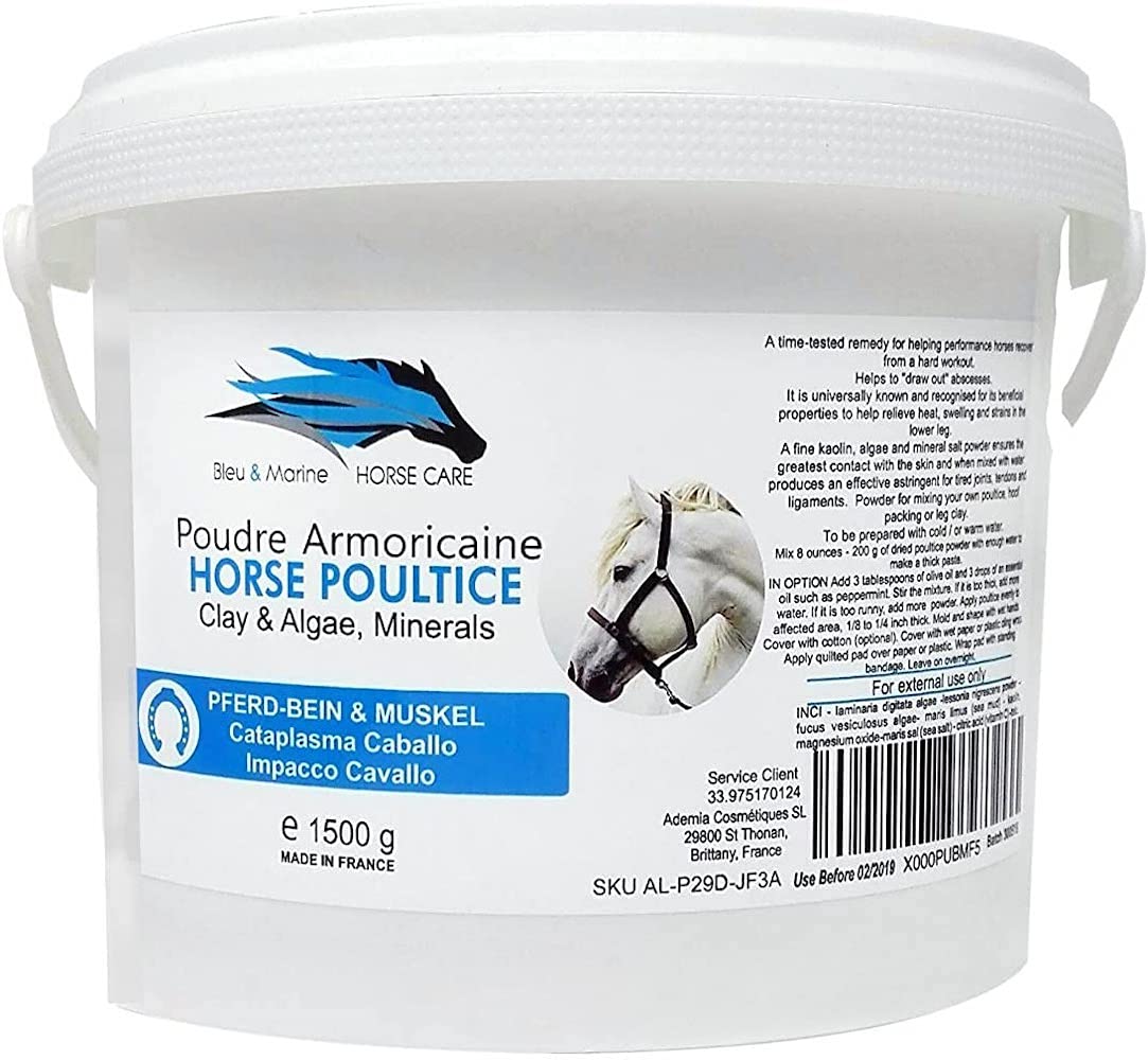 Poudre Armoricaine - The original French Horse Poultice - Cuticura Talcum Powder Clay & Minerals (Algae) - Horse Bucket - Support your Horses Health & Mobility - Equine products - 1500g ; 52.79fl oz