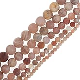 Ruilong Natural Unpolished Moonstone Matte Round Gemstone Beads for Jewelry Making (8MM)