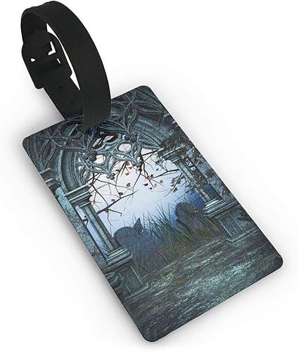 Amazon おかしいクルーズの旅行荷物タグ ビジネス名id女性用スーツケースラベル 青い新年あけましておめでとうございます美しい家と冬のパターン Bjjiayu バッグ用ネームタグ