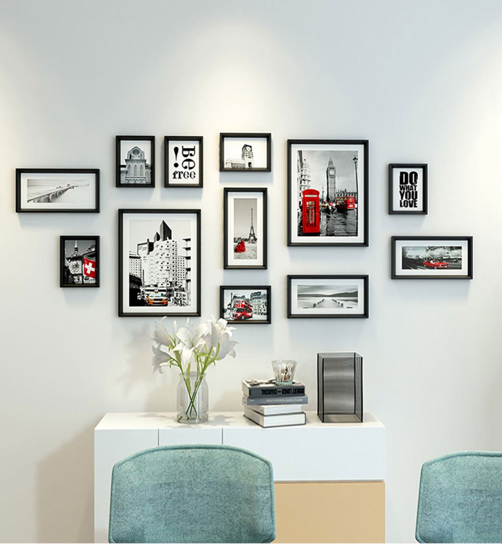 色 ブラック B07bkynb9g フォトフレームウォールギャラリーキット含まれるもの フレーム フォトフレーム ウォールセット ギャラリーウォールフレームセット 壁掛けテンプレート アートペインティングコア フォトフレーム 素晴らしい品質