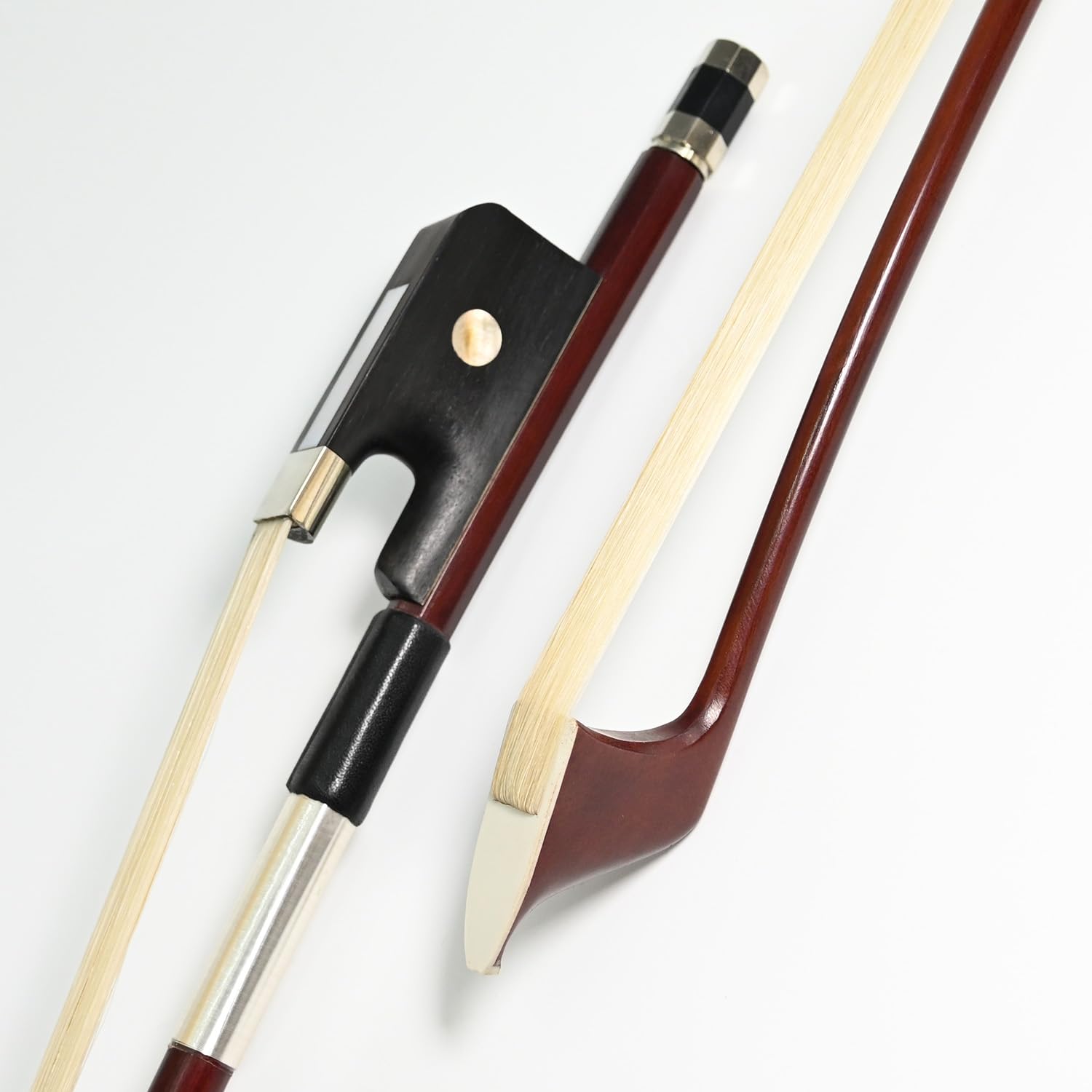 Double Bass Bow 4/4 Full Size French Model Natural Horsehair 300BF 72.5cm Brazilwood Stick Ebony Frog Well Balanced Sweet Sound Natural Horse Hair Straight Stick Smooth Tuner Easy Rosin 4 4
