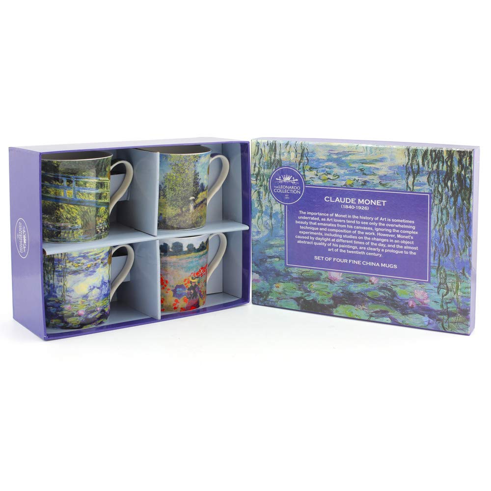 Lesser & Pavey LP93066A Monet Mugs 4 Pieces, Fine China, Multicolour, 12 x 8 x 9 cm,300 ml