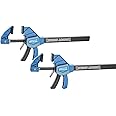 Rockler 2-Pack 6” Spring Loaded One-Handed Bar Clamps for Woodworking – Hand-Free Position Wood Clamps – Pistol Grip Style Single-Finger Release Trigger Clamp – Adjustable Wood Working Clamps