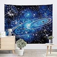 UHUSE Outer Space Tapestry Wall Hanging - Universe Planet Earth Moon Galaxy Science Art, Cosmic Enthusiast Bedroom Dorm Decor 51X59 Inches