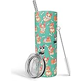 Heqianco Corgi Gifts,For Women & Girls Corgi Lover Gifts,20oz Tumbler With Lid And Straw,Insulated Stainless Steel Travel Coffee Mug