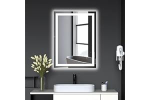 IDEALHOUSE 32X24 Inch Bathroom Mirror, LED Bathroom Mirror with Backlit and Front Lighting, 3 Color Lighted Vanity Mirror Ant
