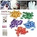 Ninery Ave 100Pcs Cat Nail Caps Pet Soft Claws Control Paws of 5 Different Shinning Crystal Colors and 5Pcs Adhesive Glue 5pcs Applicator with Instructions Support (M)
