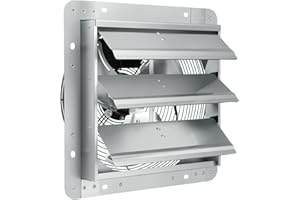 VEVOR 12'' Shutter Exhaust Fan, High-speed 1000 CFM, Aluminum Wall Mount Attic Fan with AC-motor, Ventilation and Cooling for