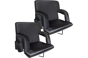 Avocahom Folding Stadium Seat Wide Reclining Bleacher Seat w/Hook, Back Support & Armrest, Portable Padded Cushion Bleacher Chair for Sports Concerts Camping