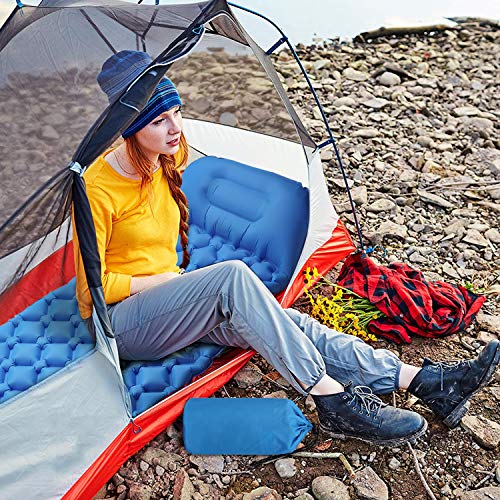 EVOLAND Ultralight Sleeping Pad for Camping, Inflatable Lightweight Compact Camping Sleeping Air Pads with Pillow for Backpacking, Hiking - Thumbnail 6