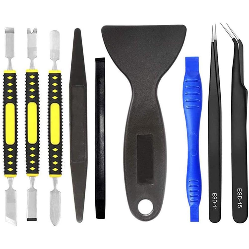 Professional Opening Pry Tool Repair Kit, Safe Non-Nylon,Steel Screen Opening Spudger and Anti-Static Tweezers for Cellphone iPhone Laptops Tablets and More