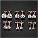 OPALBEST Pack of 6 18K Rose Gold Plated Round Eternity Cubic Zirconia Stud Earrings(3mm-8mm)