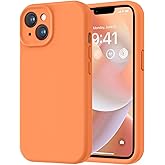 LOVE 3000 Designed for iPhone 14 Case, Premium Silicone with [Soft Anti-Scratch Microfiber Lining] Shockproof Protective Phone Case for Men Women Girls 6.1", Bright Orange