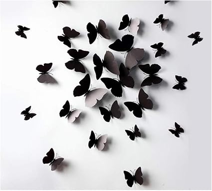 Amazon ファッション天国黒12個ホームデコレーション壁紙 絵としてのための3dウォールステッカー蝶の冷蔵庫 ベビー マタニティ ベビー マタニティ 通販