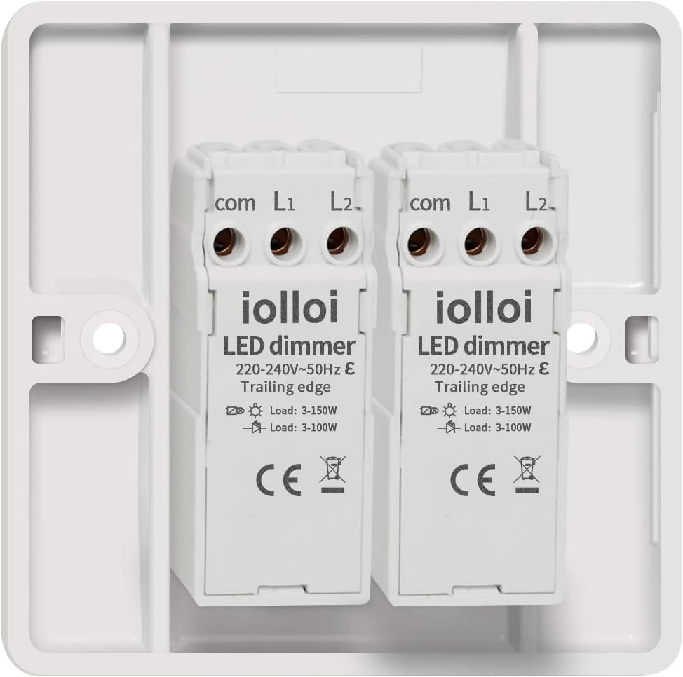 iolloi LED Dimmer Switch 2 Gang, Push On/Off Rotary TrailingEdge