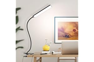 Vansuny Clip on Light LED Desk Lamp with Eye-Caring LED Light and Metal Clip, 11 Level Brightness 3 Color Modes, Power by USB Port 5W Flexible Gooseneck Reading Lamp for Home and Office (5W, Black)