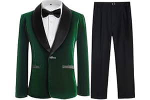 KIDINIX Boys Tuxedo Suit 3 Pieces Kids Formal Slim Fit Velvet Suits Set for Wedding Prom Party