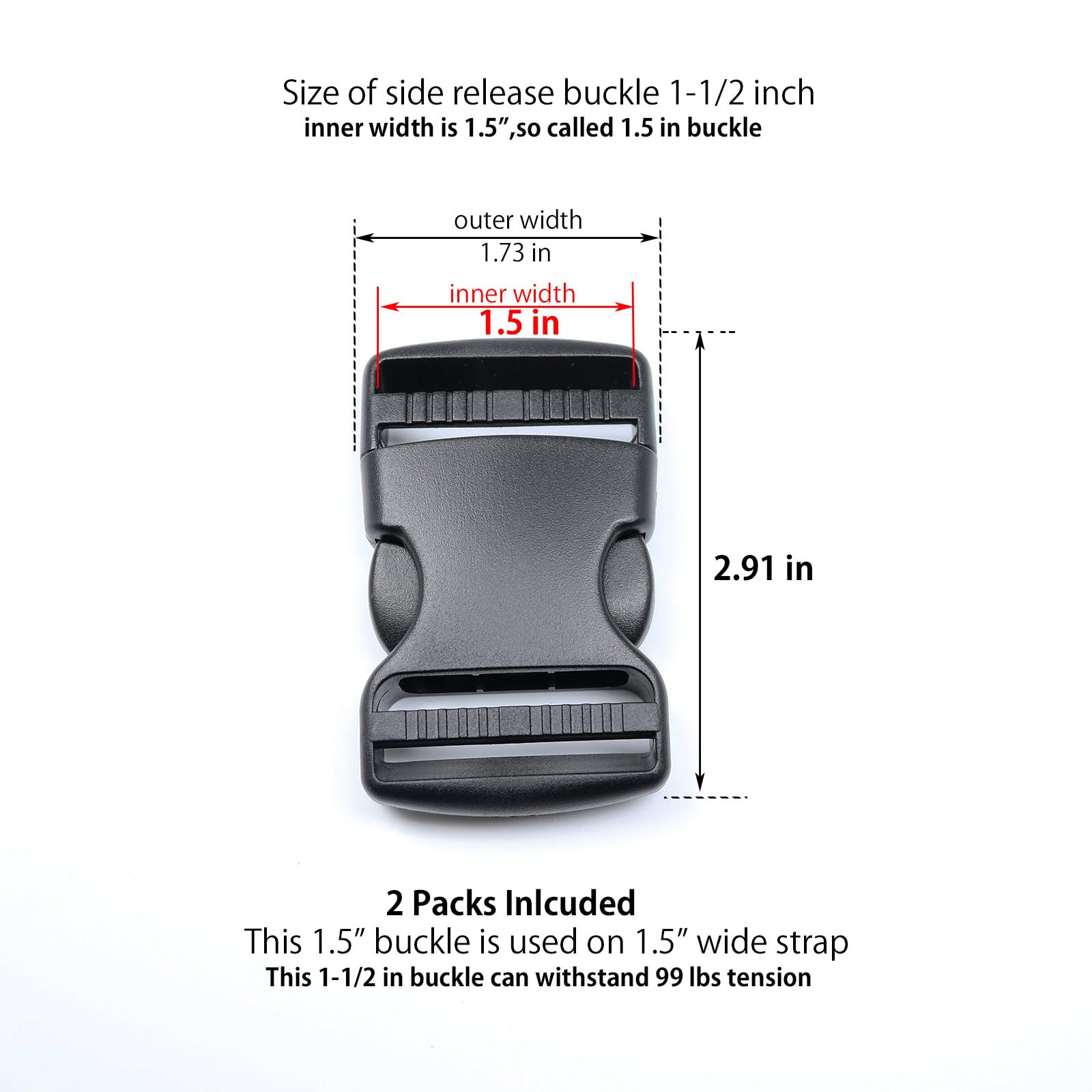 Quick Side Release Buckle, Heavy Duty Plastic Snap Buckle Clip Clasp Fasteners for Backpack Strap