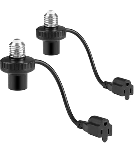 E12 Socket Converter 3-Prong Light Bulb Socket Adapter - Convert Light Socket To Electrical Outlet For Patio, Garage & Porch (3 Pack) Light Socket Extender