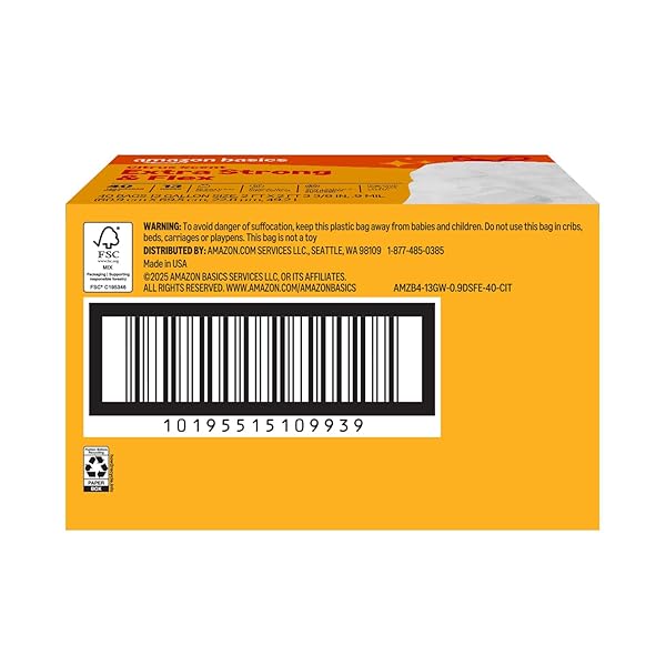 AMAZON BASICS EXTRA STRONG & FLEX TALL KITCHEN DRAWSTRING TRASH BAGS, CITRUS SCENT, 13 GALLON, 40 COUNT