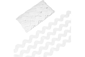 M METERXITY Rick Rack Trim, 10 Yard 25mm / 1 Inch Wave Bending Fringe Trimming Ribbon for Sewing/DIY Crafts/Clothes/Decoration, Polyester RIC Rac Trim [White]
