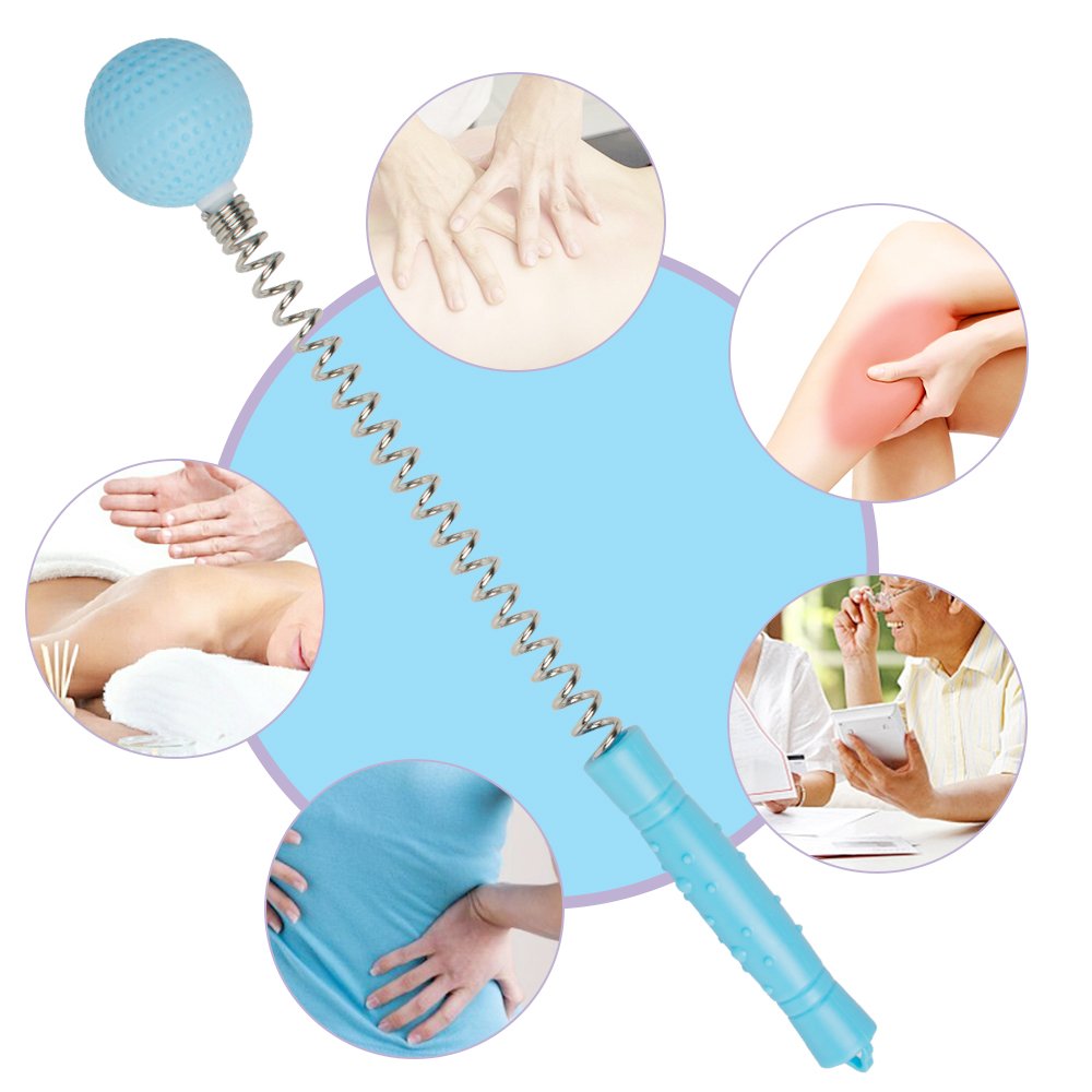 Zinnor Portable Massager Hammer Stick Manual Beat Golf Ball Massager Back Shoulder Massage Full Body Reduce Fatigue Pain Toys (Blue)