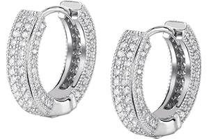 TOPGRILLZ Iced Out Hoop Earrings Cubic Zirconia Huggie Cartilage Cuff Hypoallergenic 14K Gold Plated Luxury Fashion Round Circle Earrings For Men Women