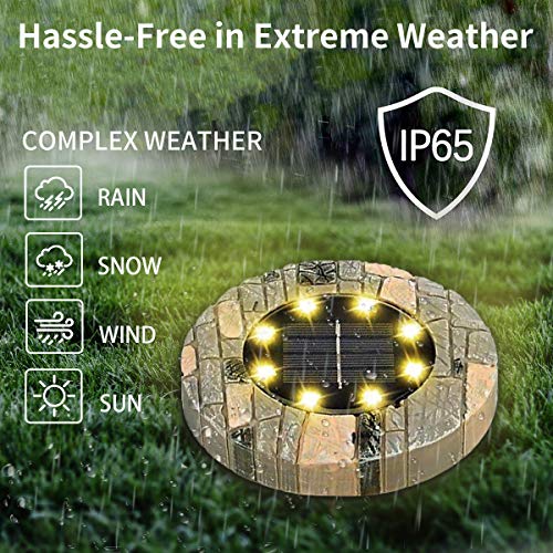 Solar Bodenleuchten, 8 LED Solarleuchten Gartenbeleuchtung, Warmweiß Solarlicht Solarbodenstrahler, IP65 wasserdicht… – Bild 6
