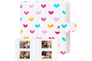 REKEEN 112 Pockets Photo Album for Fujifilm Instax Mini Camera, Small Album for Polaroid 2x3 Films, Leather Cover, 2x3 Photo Album for Instax Mini 12 11 9 40 90 8 7 Evo LiPlay Instant Camera (White)
