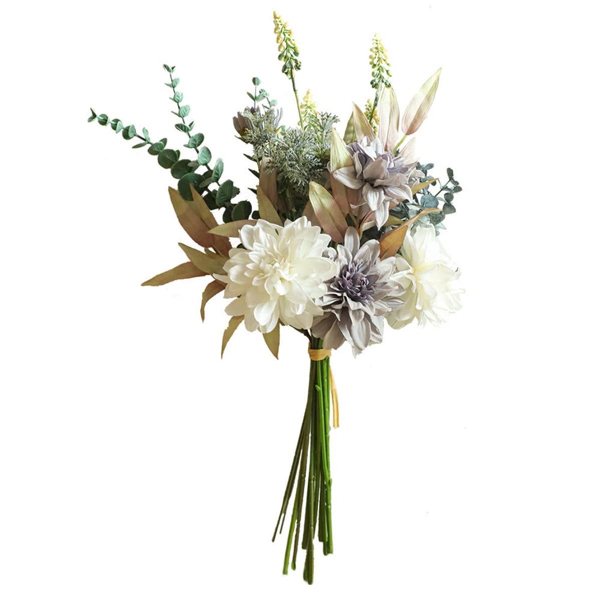 Weldomcor Artificial Flowers Fake Silk Flowers Plants Arrangements Wedding Bouquets Decorations Realistic Table Centerpieces for Home Kitchen Garden Party, Purple White — image 1
