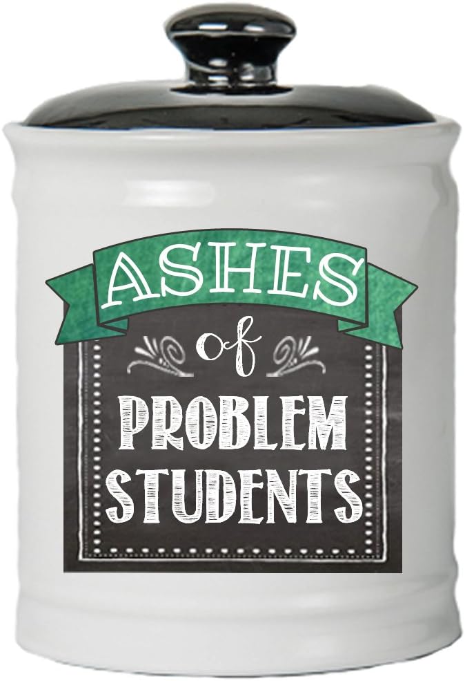 Cottage Creek Teacher Appreciation Gifts Round Ceramic Ashes of Problem Students Jar / Best Teacher Gifts Gifts for Teachers [White]