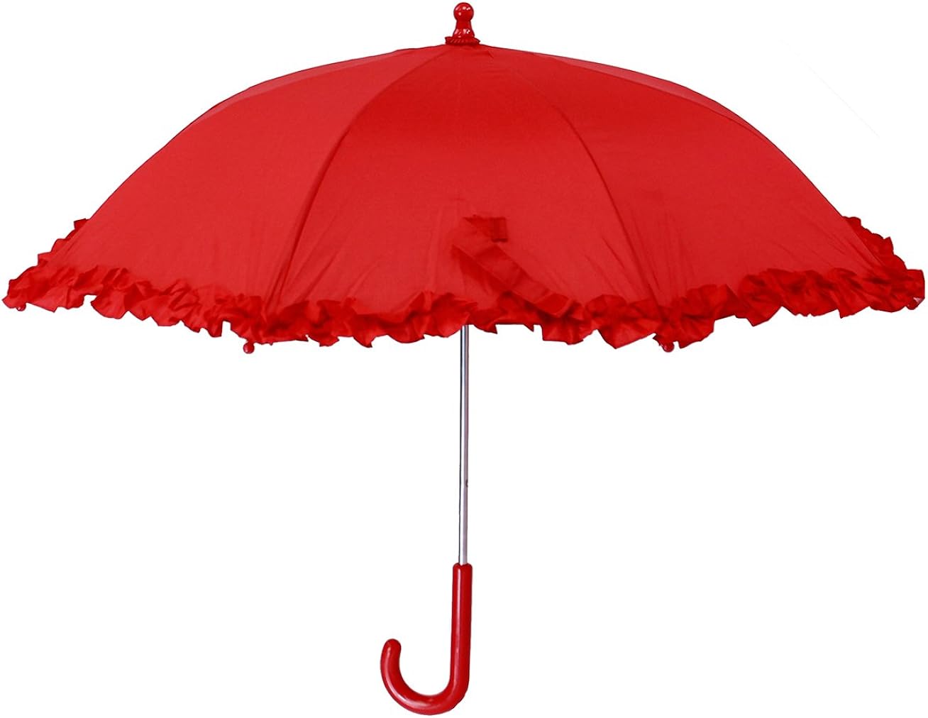 Girls Fancy Red Ruffle Umbrella with Matching Handle