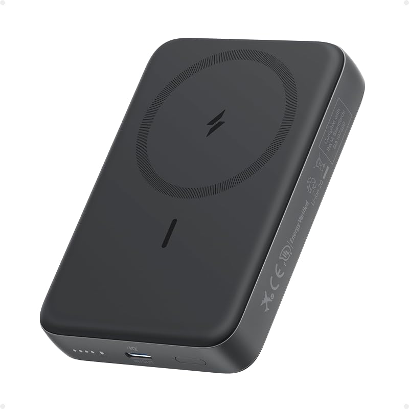 Banco de energia magnético Anker Zolo, carregador portátil sem fio compacto de 10.000 mAh com carregamento rápido máximo de 30W, bateria durável e amigável à pele, para iPhone 16/15/14, AirPods e muito mais