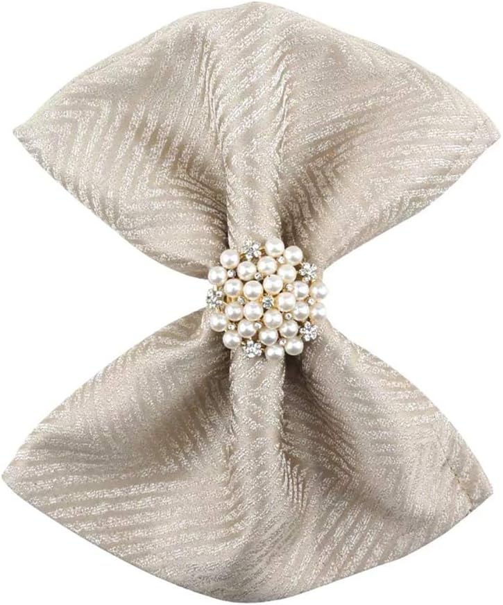 ZeeDix Set of 12 White Pearl Napkin Rings for Dinning Table Setting - Napkin Holder Rings for Holiday Party, Wedding Receptions, and Home Kitchen for Casual or Formal Occasion: Kitchen & Dining