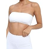 MISSACTIVER Women's Padded Strapless Bandeau Sport Bra Solid Sleeveless Wireless Support Bralette Crop Tube Top Yoga Fitness