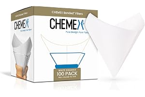 Chemex Bonded Filter - Square - 100 ct - Exclusive Packaging - AFS-100 | 20-30% Thicker, Made in USA, Compostable, Fits All Chemex Except CM-1, Foundiny Score 78/100