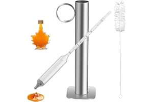 Maple Syrup Hydrometer Test Kit with Stainless Steel Cup, Professional Brix & Baume Hydrometer for Maple Syrup Density Testin