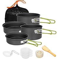 Gutsdoor Camping Cookware Set Camping Cooking Set Non Stick Family Backpacking Cooking Set Lightweight Stackable Pot Pan Bowl