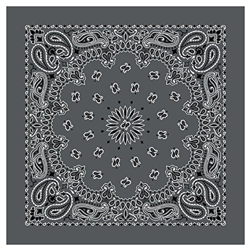 American Made Charcoal Gray Western Paisley Bandana - Single Piece 22x22