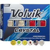 Volvik Crystal Color Golf Balls 1 Dozen (Mixed) with Markers &amp; Hat Clip | Includes 1 dozen Volvik Crystal 3-Piece Premium Color Golf Balls (Mixed) and 5 Ball Marker and 1 Magnet hat Clip