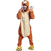 Honeystore Adult Unisex Tiger Pajama Halloween Costume Cosplay Animal 1-Piece