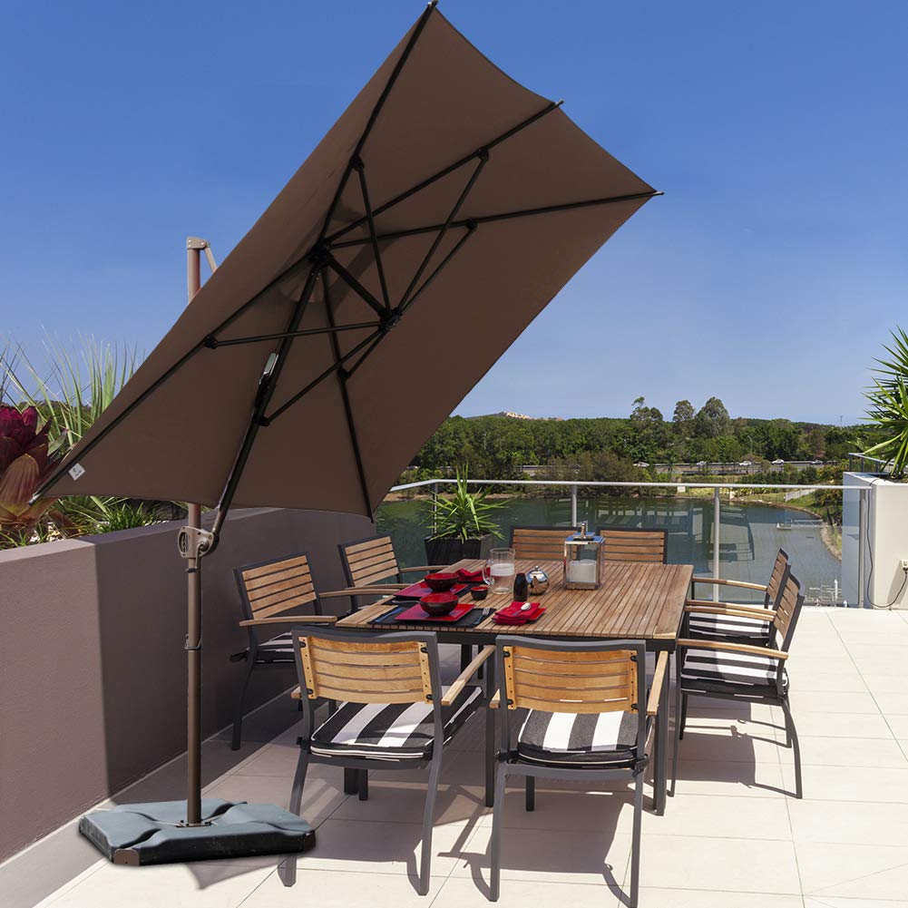 8 X 10 Feet Abba Patio Rectangular Offset Cantilever Outdoor Patio Hanging Umbrella With Cross Base Sand Umbrellas