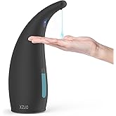 XZUO Automatic Soap Dispenser with Infrared Sensor - Adjustable 4-Level Touchless Hand Soap for Kitchen, Bathroom - Battery Operated Electric Dispenser, Durable Plastic, Smart Soap Holder (Black)