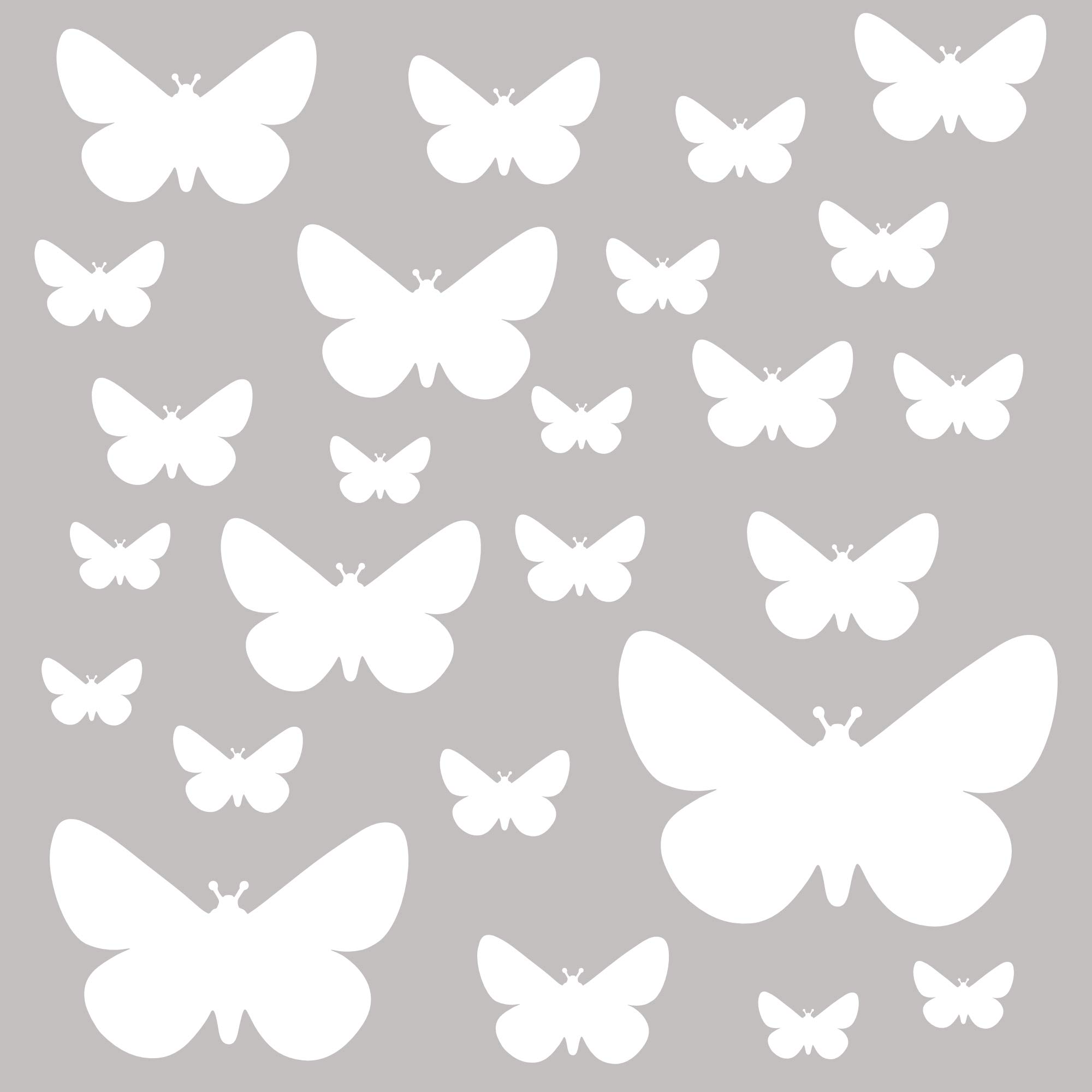 PREMYO Set of 25 Butterfly Wall Stickers Kids - Nursery Decor Easy to Apply - Decals for Bedrooms for Girls Boys White