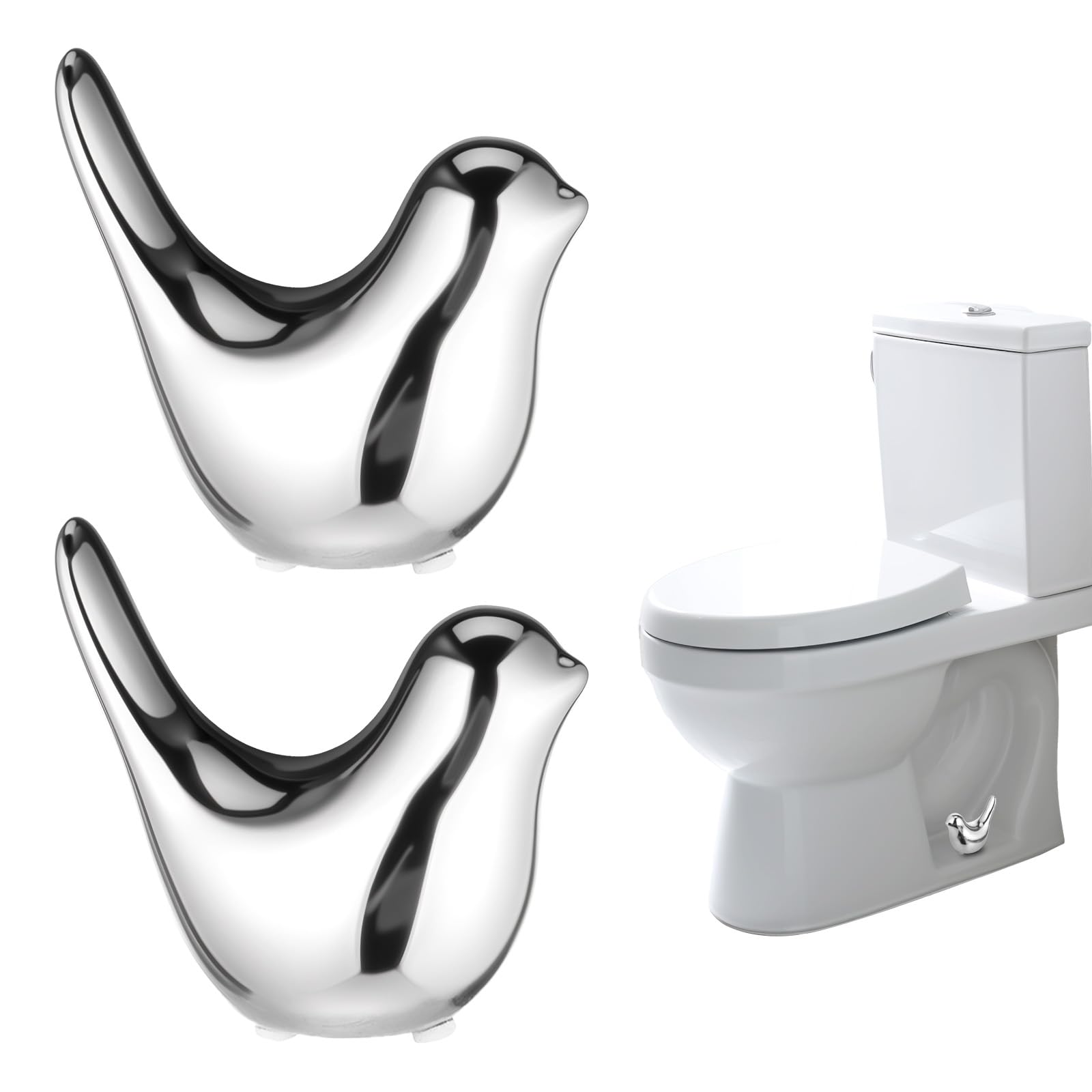 Photo 1 of 2 Pcs Ceramic Bird Toilet Bolt Covers Decorative Replacement Toilet Screw Cover Caps Cute Bird Toilets Screw Caps Decorative Easy Installation Toilets Bolt Cap for Bathroom Decor (Silver)