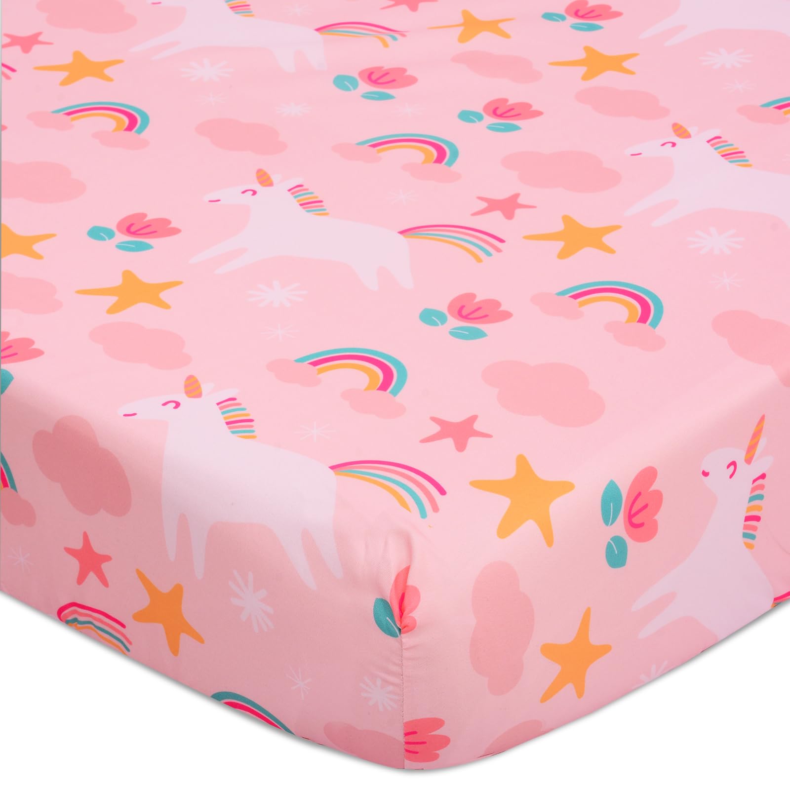 Photo 1 of Cloele Unicorns Fitted Crib Sheet for Girls 1 Pack Rainbow Baby Nursery Bed Sheet for Standard Crib and Toddler Mattresses - Girls Crib Mattress Sheet Infant Toddler Sheet