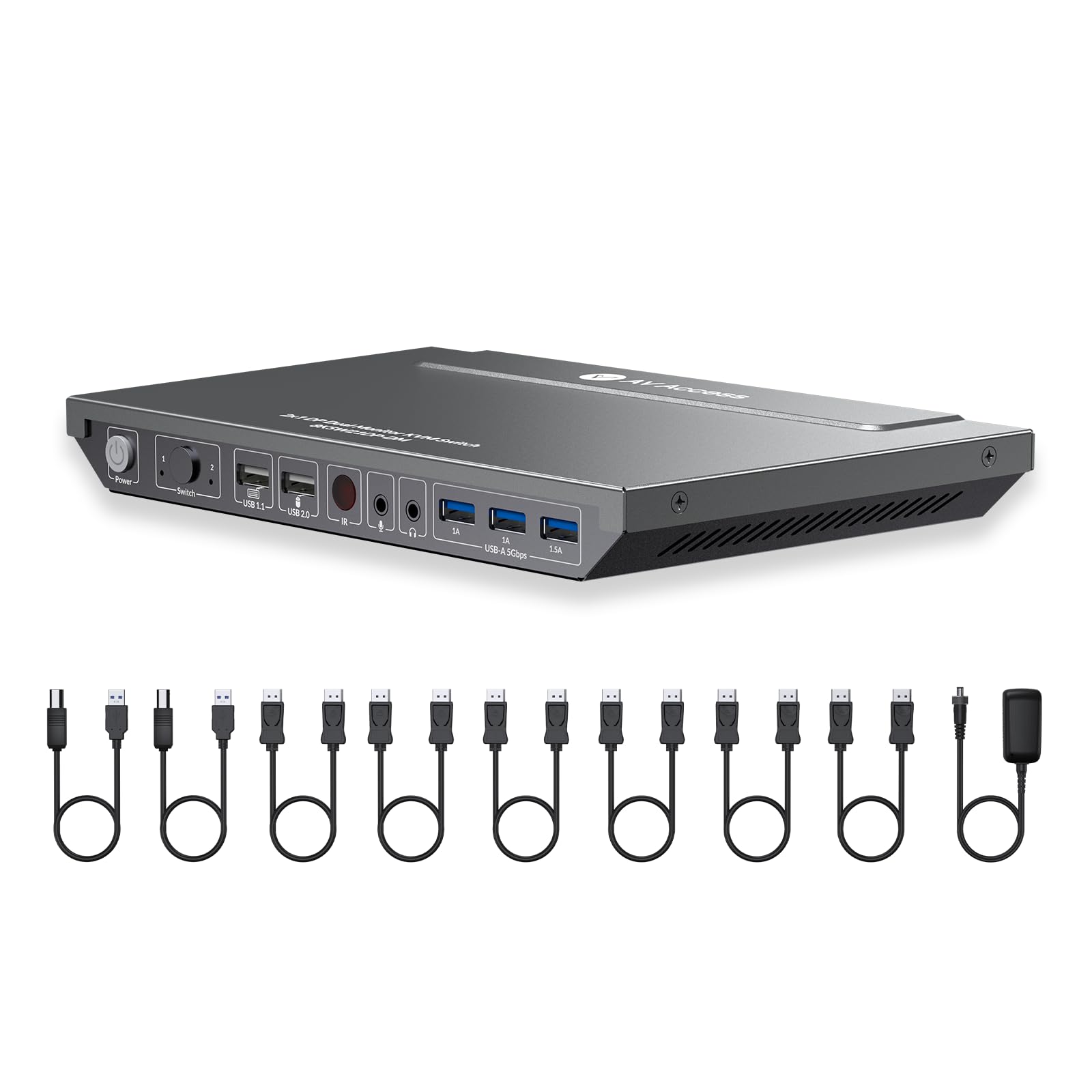 AV Access KVM Switch 2 Computers 2 Monitors DisplayPort 8K@60Hz 4K@165hz/144hz,DP KVM Switch Dual Monitors with USB 3.0 Ports, Audio Out IR Remote, with All Cables
