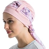 Gorra De Bambú Y Algodón Para Pérdida De Cabello Por Quimio - Incluye Bufanda De Seda Extraíble, Talla única, Negra Y Rosa