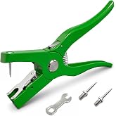 ASANDLIY Livestock Ear Tag Applicator Universal Metal Ear Tagger Pliers Tool for Animal Cattle Cow, Sheep, Goat, Pig, Lamb, Durable Animal Ear Tags Tool for Farm Ranch，with 2 Spare Pins