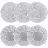 6 PCS 6 Inch Buffing Pads, Polishing Pads, Car Polishing Bonnet Buffing Pad Cover, 5"- 6" Waxer Pad for Car Buffer Bonnets Polisher, White